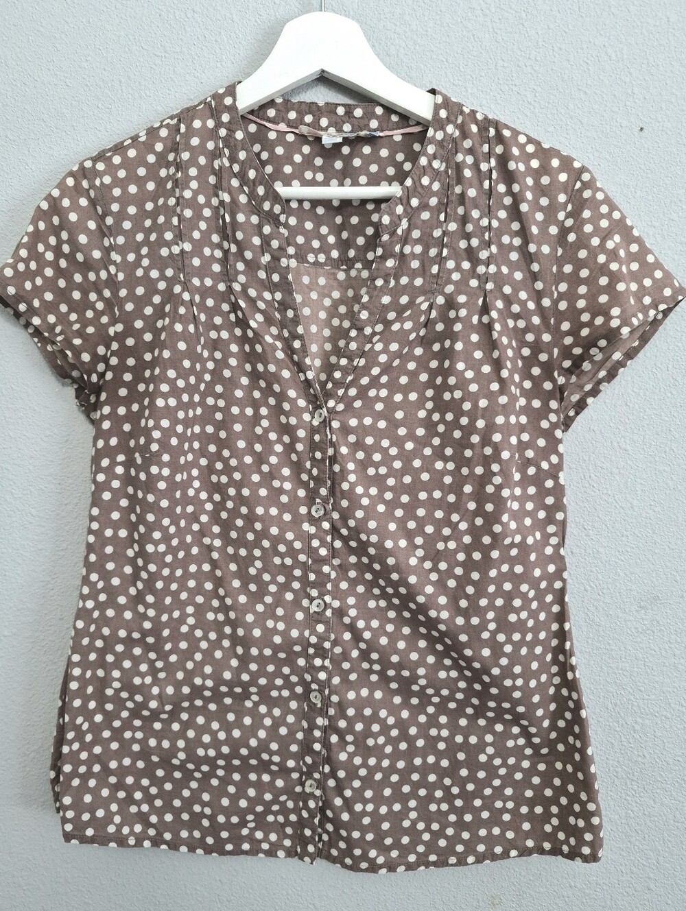 Boden Brown Polka Dot Button Down Blouse Size 6